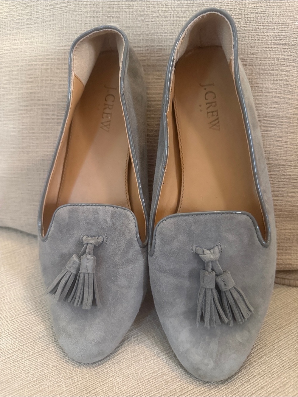 J. Crew Grey Suede Tassel Loafers